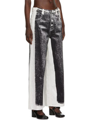 Printed denim pants