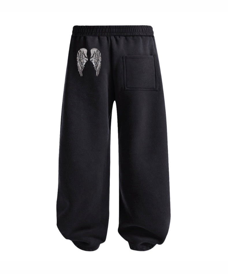 Wings washed black pants