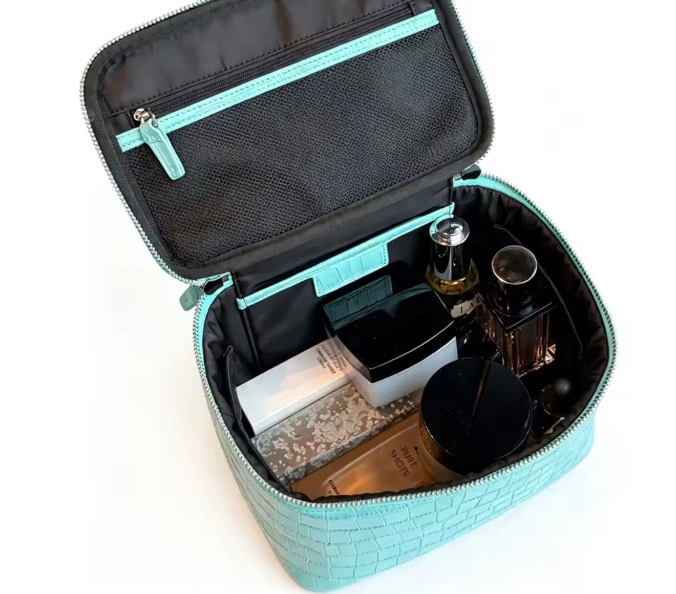 Lake blue makeup bag