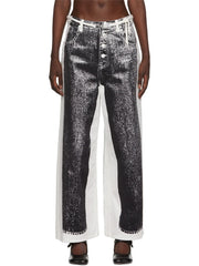 Printed denim pants