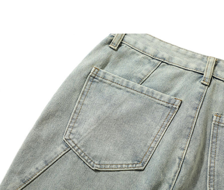 Patch Work Straight Jeans