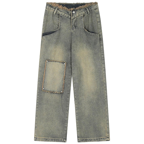 Straight Baggy Patch Jeans