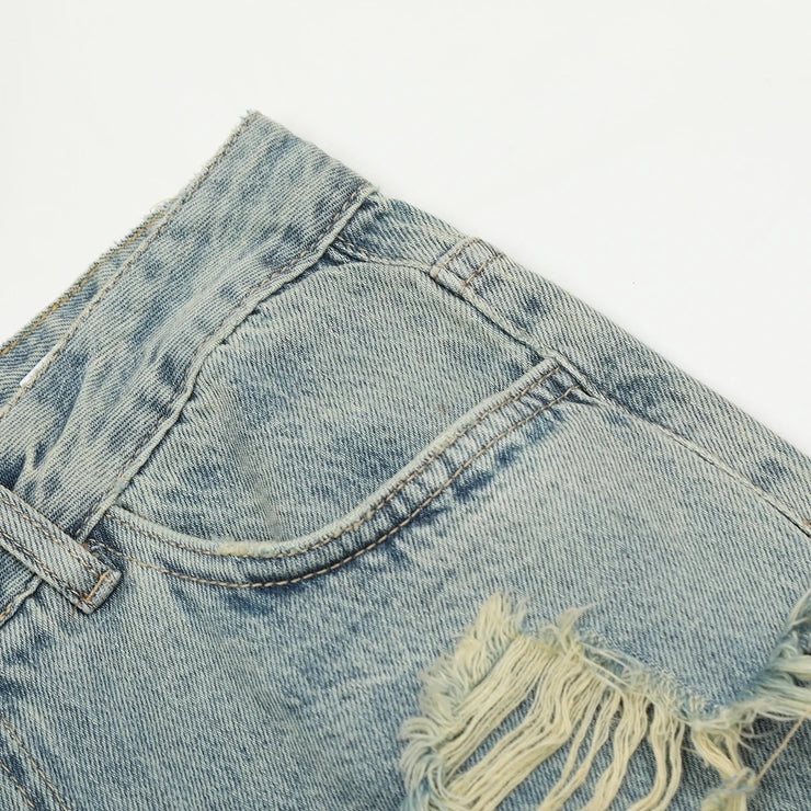 Washed Denim Pants