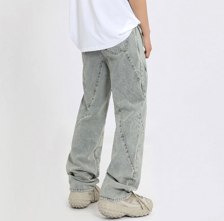 Patch Work Straight Jeans