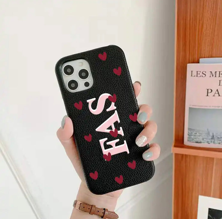 Heart Custom Leather Cover Iphone Case