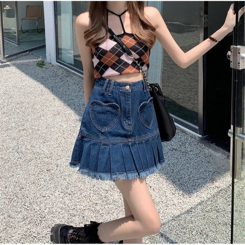 Y2K denim skirt