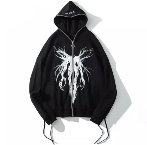 Punk Hooded Zipper Hoodie