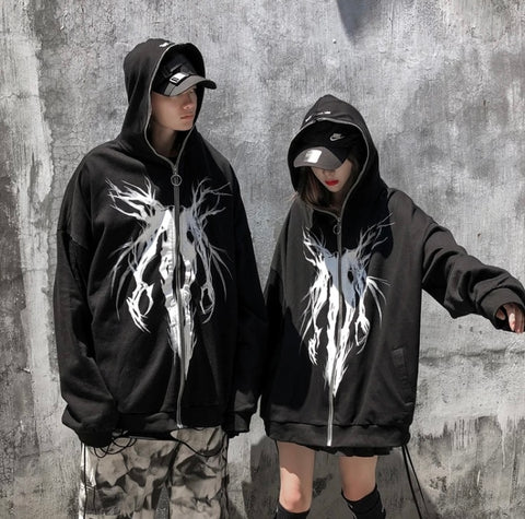 Punk Hooded Zipper Hoodie