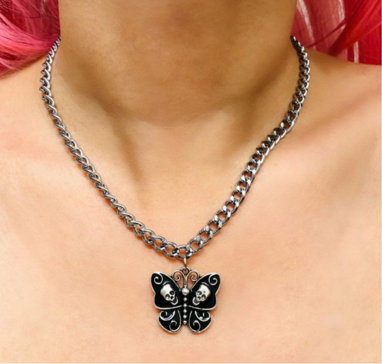 Butterfly Skull Necklace