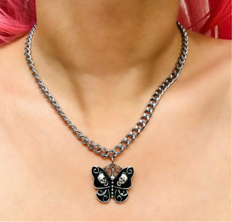 Butterfly Skull Necklace