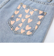 Jeans Shorts Heart Print