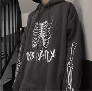 Grey Black Skeleton Hooded Sweatshirt