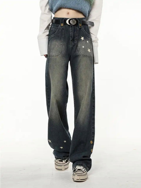 Stars Loose Denim Pants