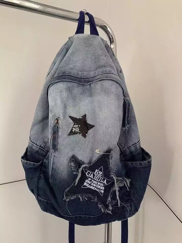 Stars Denim Backpack