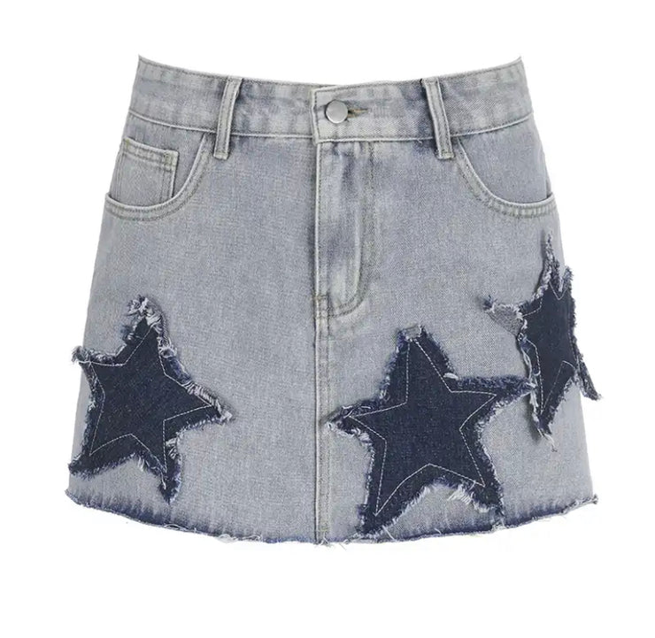 Stars Denim Skirt