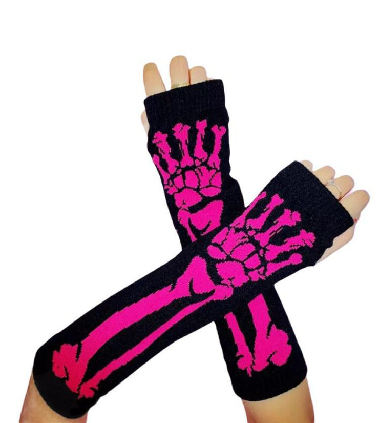 Punk Skull Half Finger Long Glove