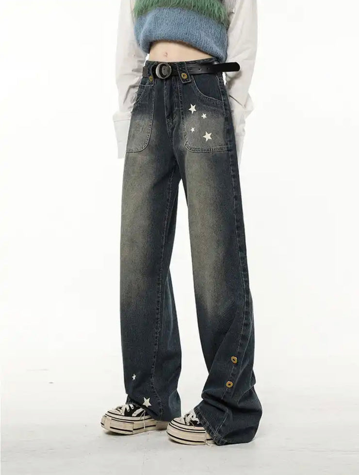 Stars Loose Denim Pants