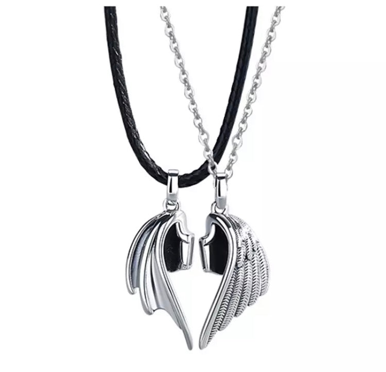 2 Devil And Angel Wings Pendant Magnetic Necklaces