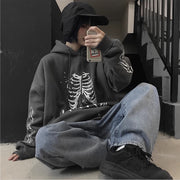 Grey Black Skeleton Hooded Sweatshirt