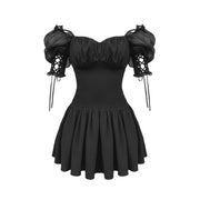 Gothic Black Short Sleeve Dress